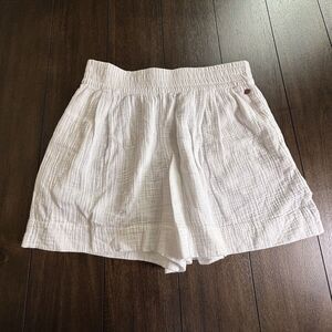 Calia Women Pull On Wide Band Shorts Medium Pure White Cotton Gauze Beachy